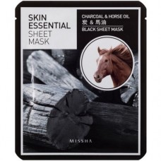 MISSHA Skin Essential Sheet Mask (Charcoal&Horse Oil) – Plátýnková maska z černého uhlí s obsahem koňského oleje (M2087)